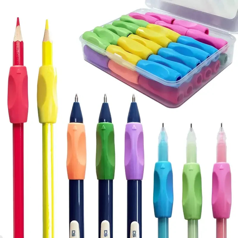 8pcs Silicone Pencil Grips - Ergonomic Adjustable Holders for Kids, Posture Correction, Non-Slip & Durable for School & Office