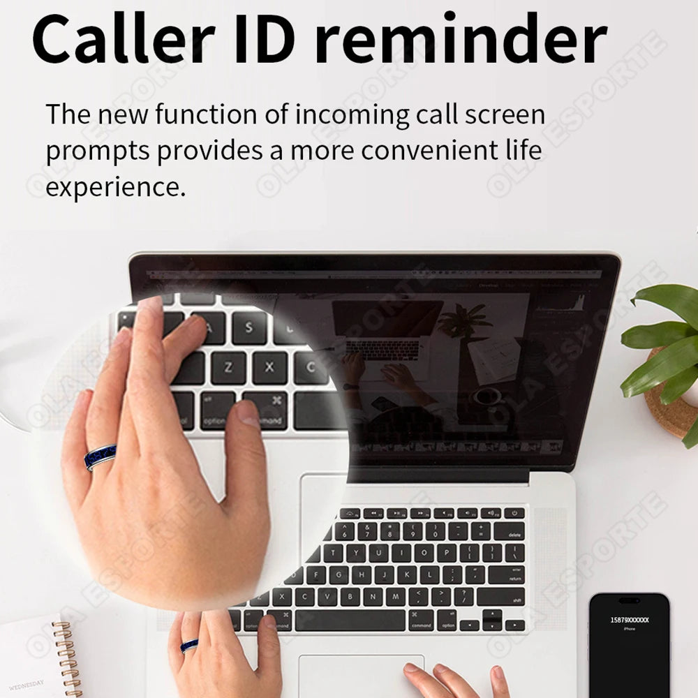 Call ID Reminder Smart Ring Display Screen Touch,Tasbih Counter,Health Manager,5ATM Waterproof Multiple Sport Mode MenWomen HT30