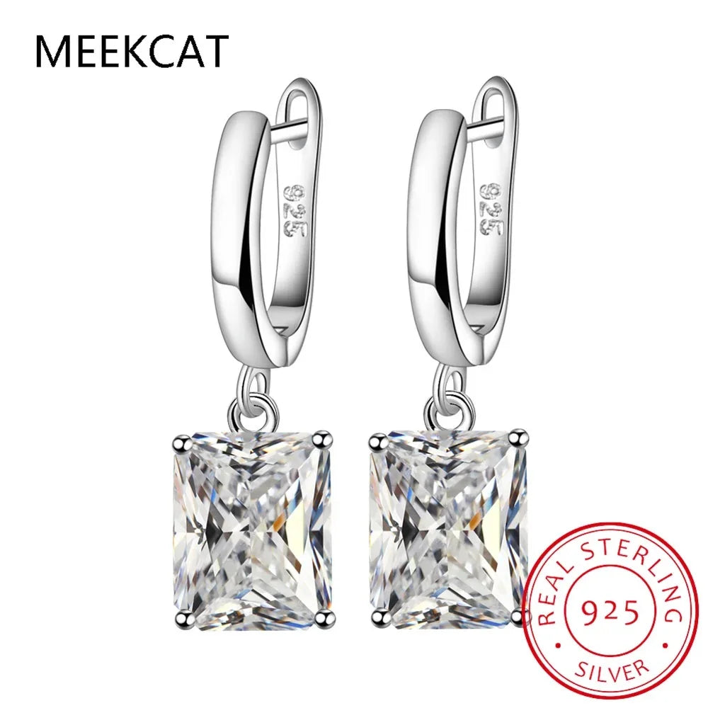 Oval Genuine Natural Blue Topaz 925 Sterling Silver Drop Earrings for Women Fashion Statement Gemstone Jewelry