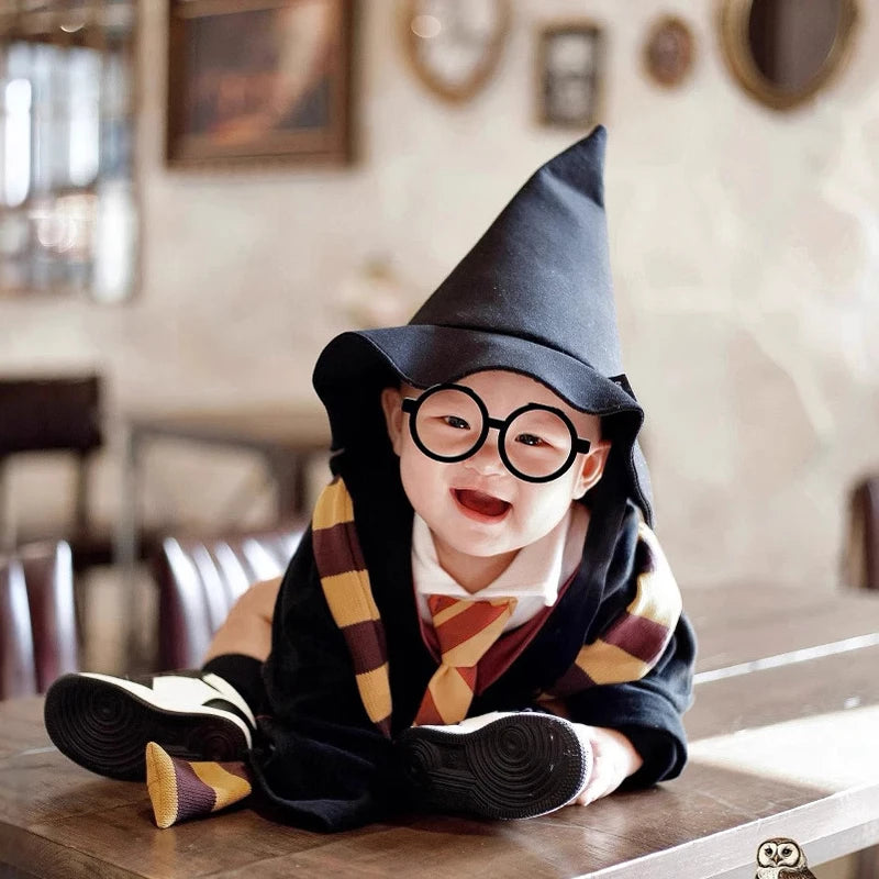Infant Boy Magic School Uniform Halloween Fancy Dress Up Baby Girl Wizard Witch Costume