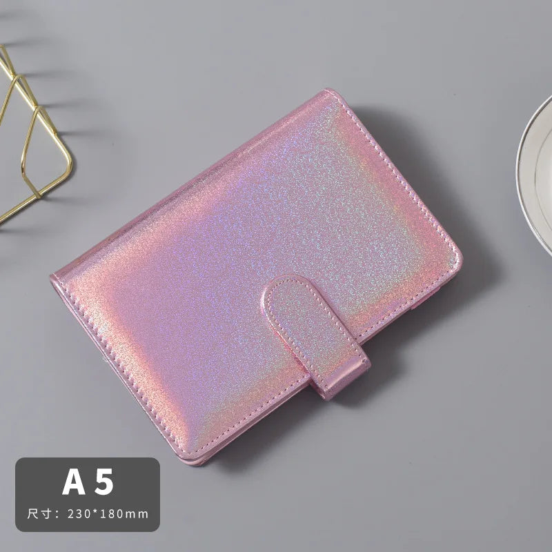 A6/A5 Macaroon Glitter Color PU Leather DIY Binder Only Cover Diary Agenda Planner Paper Cover School Stationery