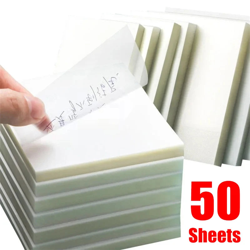 50pcs Transparent Waterproof Posted It Sticky Note Pads Notepads Posits For School Student Stationery Office Supplies 70mmx95mm