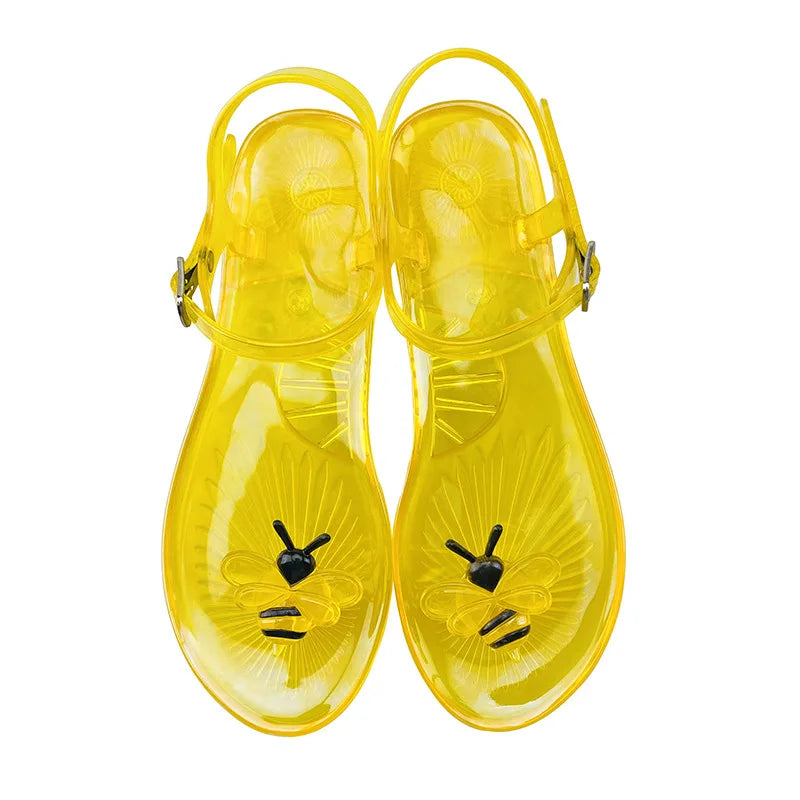 Plus Size 36-42 Ins Hot Sales Women Girls Jelly Sandals Colorfull Transparent PVC Beach Shoes Summer Fruit Flip-flop Shoes