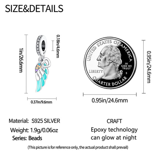 S925 Silver Plated Color Luminous Feather With Zircon Pendants Charms Fit Original Bracelets Fine DIY Birthday Jewelry Gifts