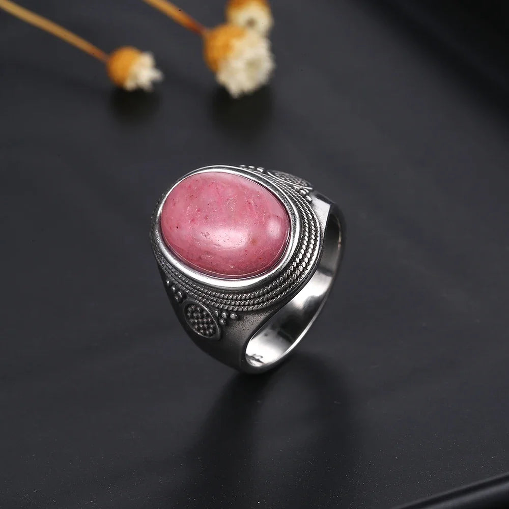 Vintage Natural Labradorite Ring for Women Men 10x14MM Oval Large Tiger Eye S925 Silver Plated Rings Boho Jewelry Gift FCGJHW