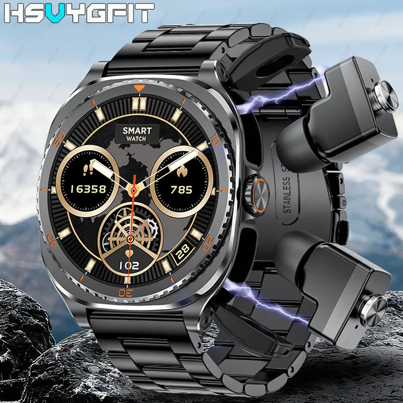 New watch earphones 2-in-1 smartwatch, Health monitoring device, wireless calling, 100+sports mode male and female smartwatches