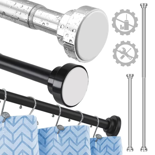 50-260CM Adjustable Curtain Rod No Drilling Telescopic Shower Curtain Pole for Balcony Bathroom Wardrobe Rod Clothes Drying Rack