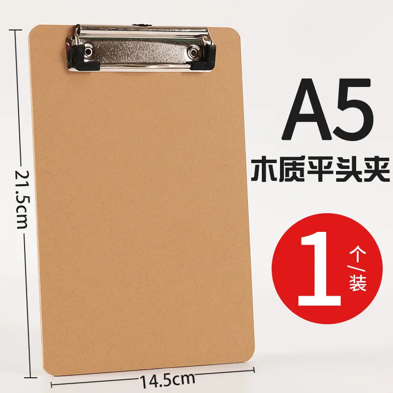 A4 Clip Board Wooden Writing Pad Folder Paper Office Supplies Organizer Clipboard Storage Box Document Pad Paper Holder