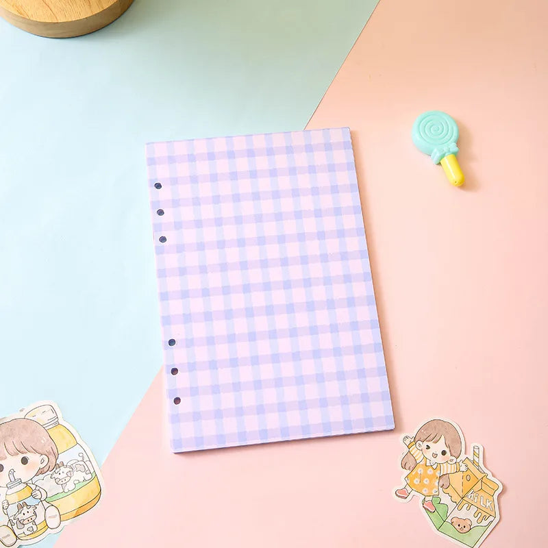 Cute Color Grid A5 A6 Loose Leaf Notebook Refill Spiral Binder Index Inner Page Item Paper Stationery