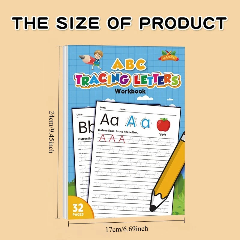 32-Page Children's Handwriting Practice Book, English Alphabet Letters, Tracing and Writing Pen Control Training Book, Children's Early Education Workbook, Learning to Write, Suitable for Home and School Writing Aids