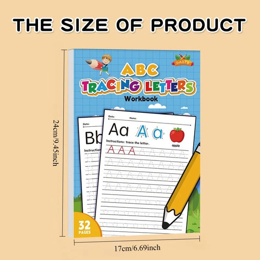 32-Page Children's Handwriting Practice Book, English Alphabet Letters, Tracing and Writing Pen Control Training Book, Children's Early Education Workbook, Learning to Write, Suitable for Home and School Writing Aids