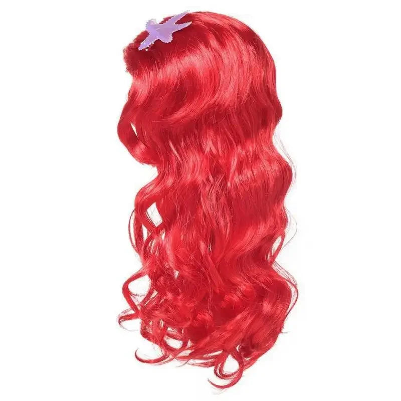Girls princess Mermaid Wig with Starfish Hairpins Long Curly Halloween Princess Costume Dress Up Accessories Anime Cosplay Wigs