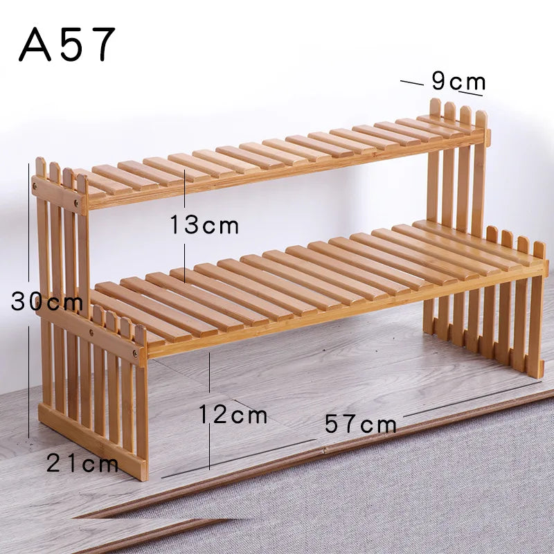 Made of Bamboo Flower Stand Potted Plant Shelf Flower Display Stand Bamboo Wood Storage Rack Garden Organizer
