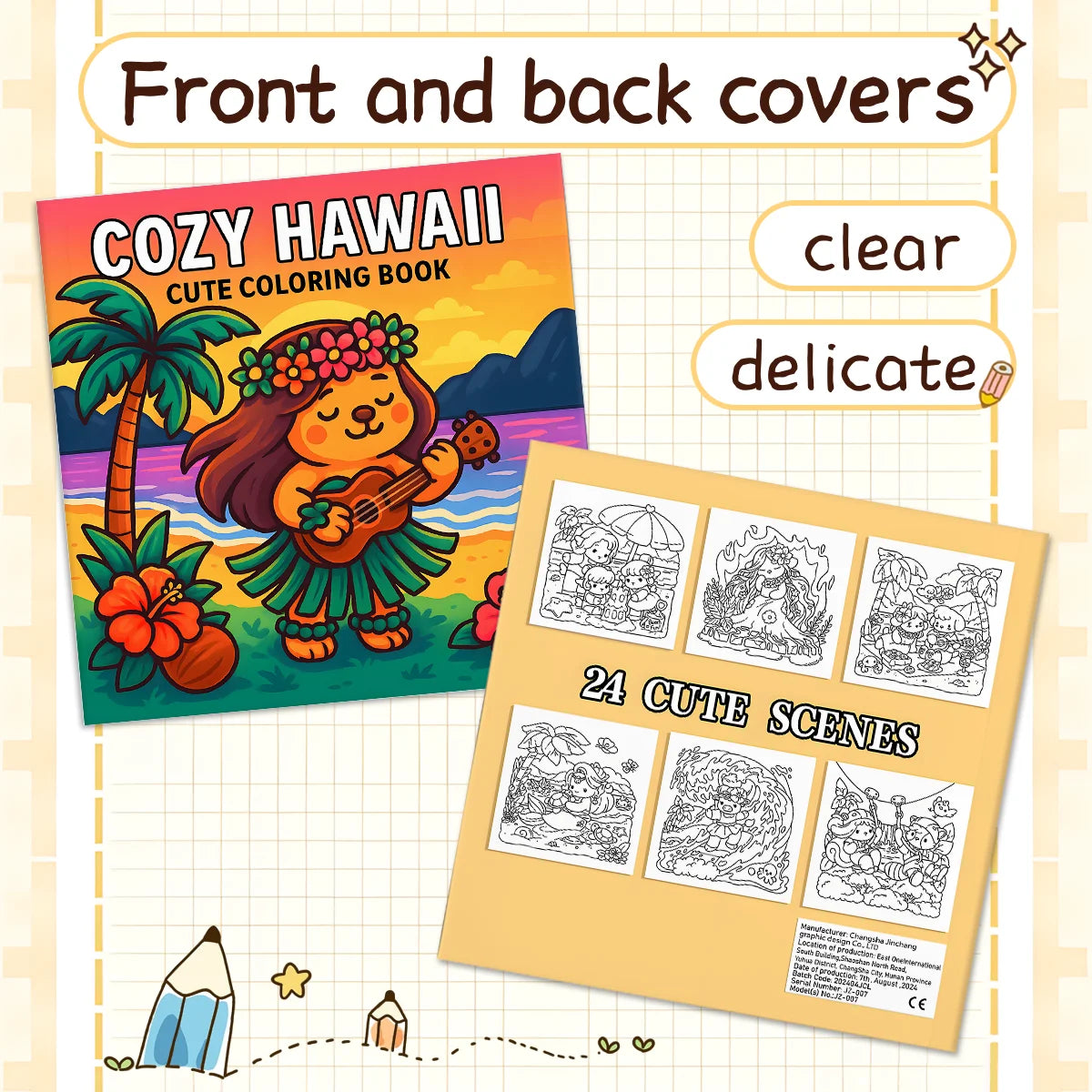 Cozy Hawaii Coloring Book for Adults And Students Featuring Puzzle Stress Relief for Relaxation Kids DIY Painting Drawing Books