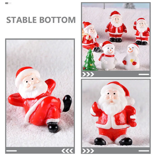 6Pcs Christmas Santa Claus Micro Landscape Snow Scene Ornaments Handcrafted Miniature Holiday Decor for Tabletop Bookshelf