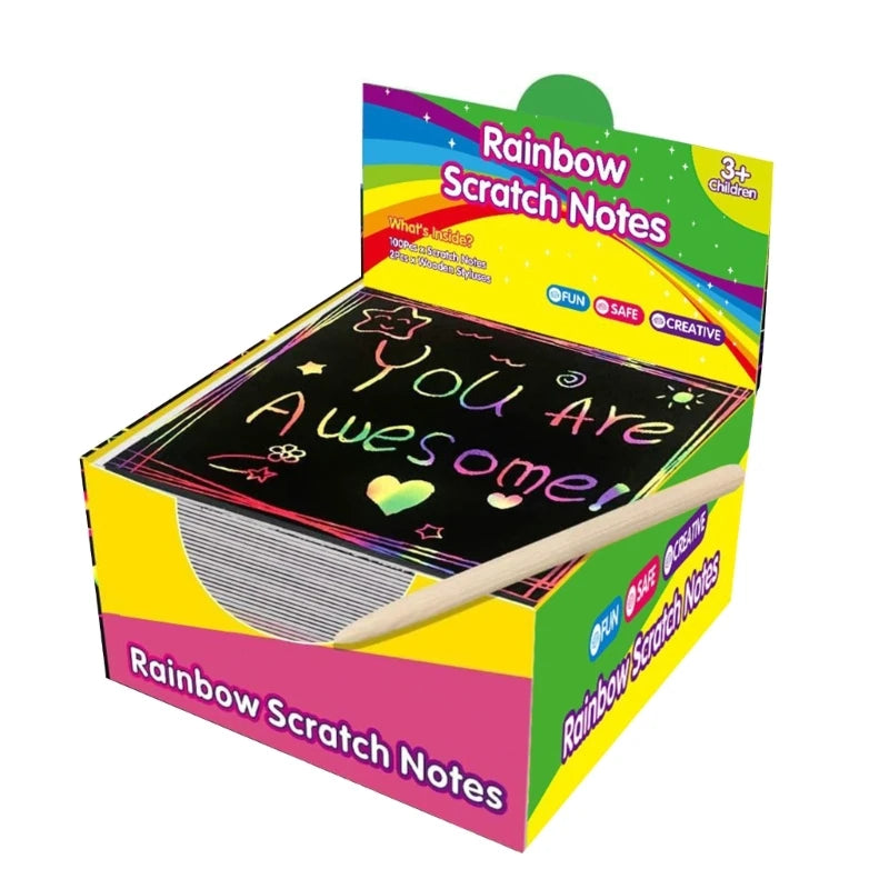 Scratch Notes, 100 Sheets with for Creative Expression Drawing Arts Scratch Notes Artwork for Kids Arts Craft