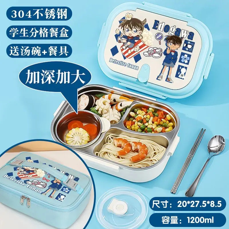 Detective Conan Stainless Steel Insulated Lunch Box Cute and Stylish Bento Box with Compartments for Male and Female Students