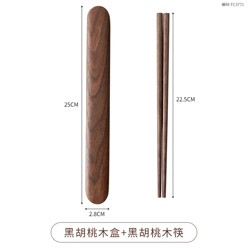 Black Walnut Cutlery Set Spoon and Fork Set High-grade Solid Wood Chopsticks Soup Spoon Coffee Dessert Jam Supplies