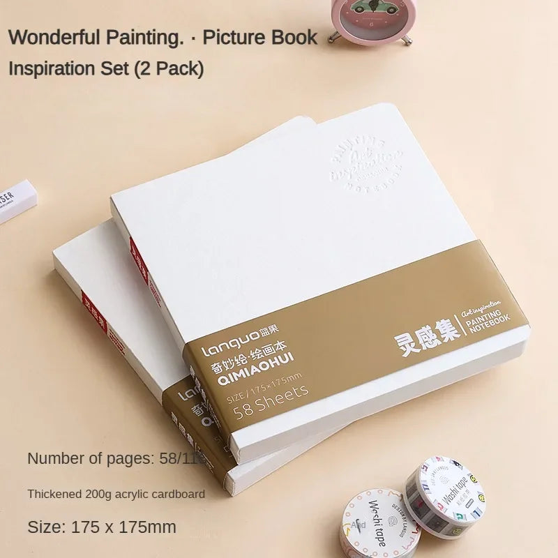 58 Sheets Borrence Drawing Notebook Sketchbook Handheld Portable Watercolor Coloring Book Oil Paint Gouache Notepad Stationery
