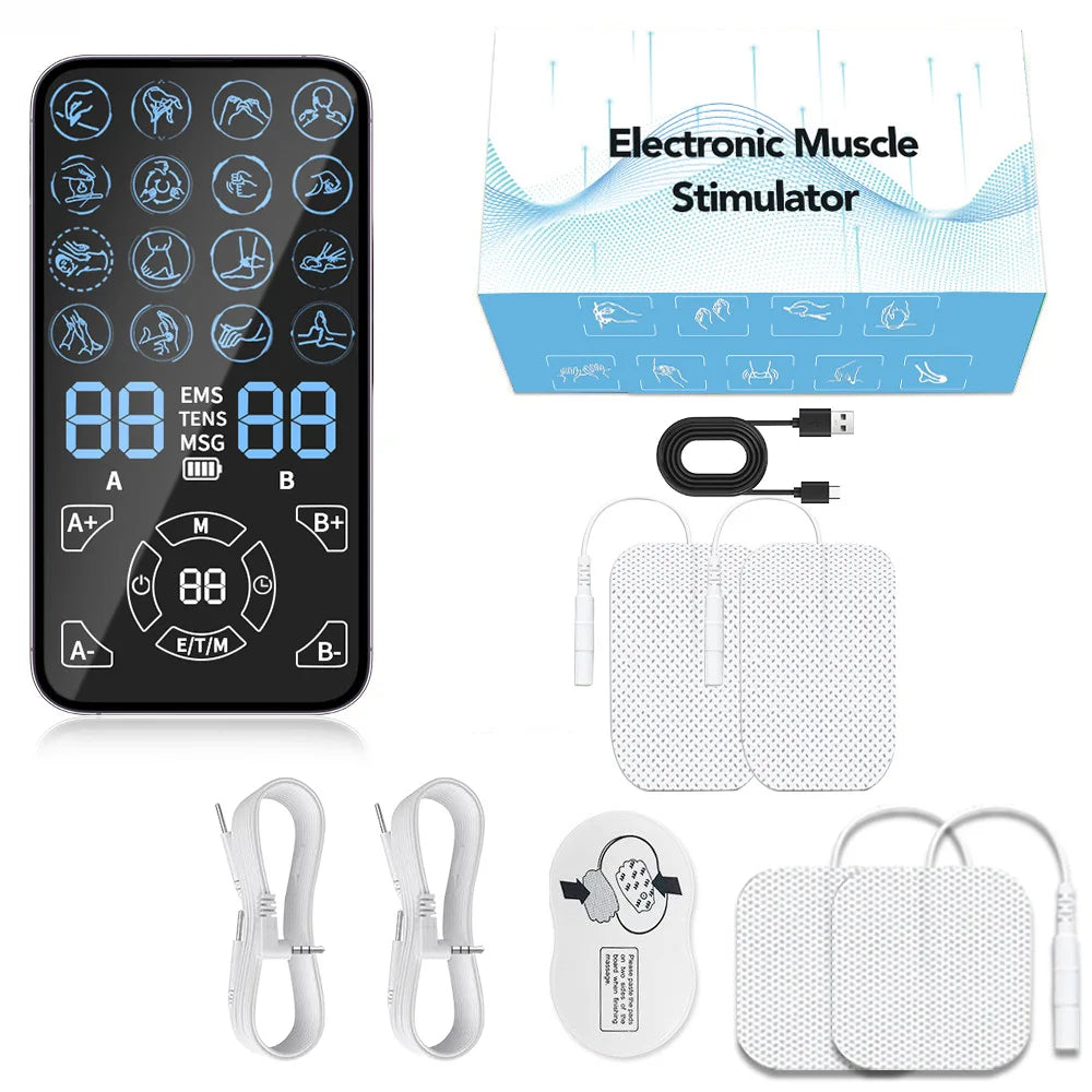 Pain Relief TENS Unit EMS Massager - Professional Muscle Stimulator For Back Shoulder Neck Fitness Recovery