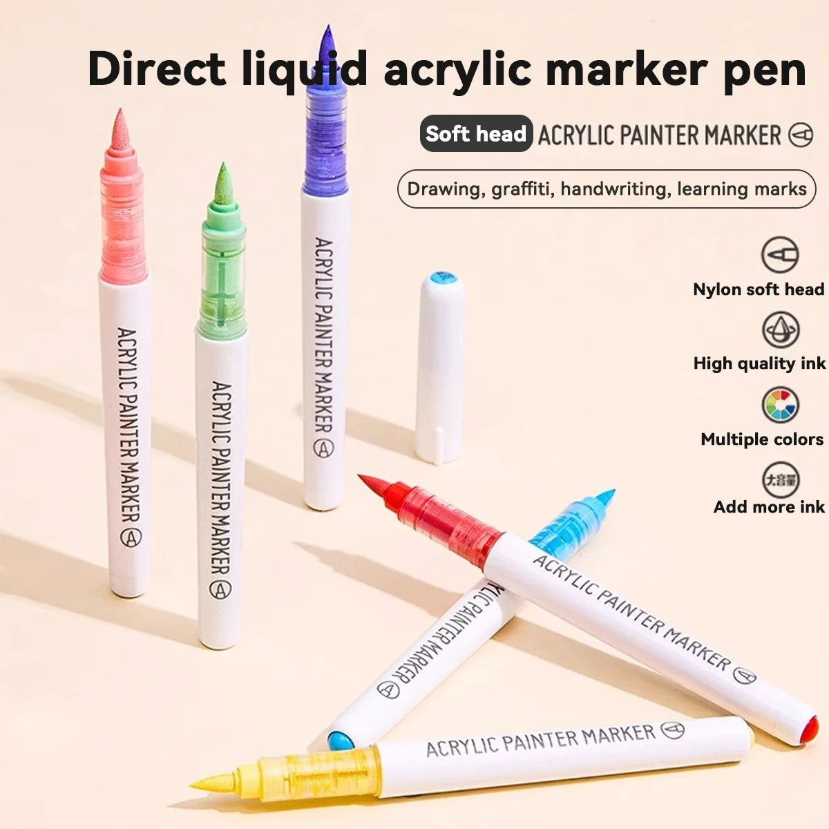 9pcs/Box MIX Color Acrylic Markers Set Kids Gift Art Rock Painting Pens Graffiti For Stone Glass Book Shoes DIY Craft Supplies