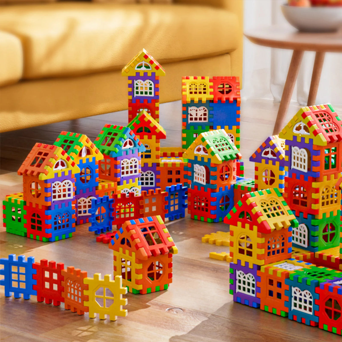 Colorful Window Opening Plastic Building Blocks Stem Building Blocks - Puzzle Toy Set, Colorful Interlocking Components For Crea