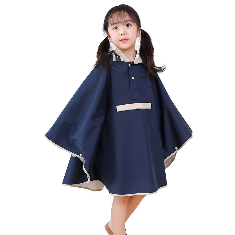Raincoat Ponchos Rain Jacket Children Rainwear with Large Pocket, School Bag Position, for Boys Girls, S, M, L