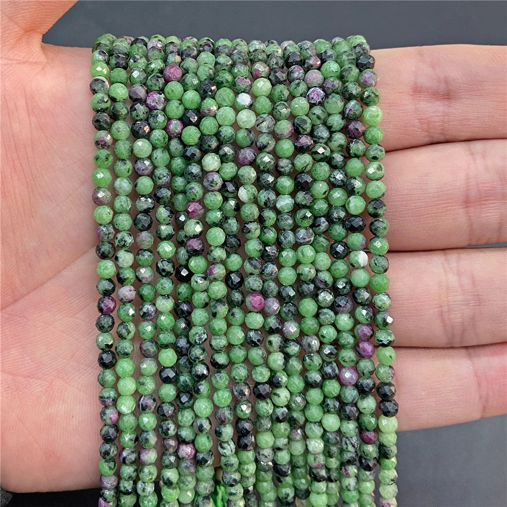 2mm 3mm 4mm Faceted Natural Stone Pink Rose Quartzs Crystal Beads Round Amethysts Loose Beads for DIY Jewelry Making Necklace