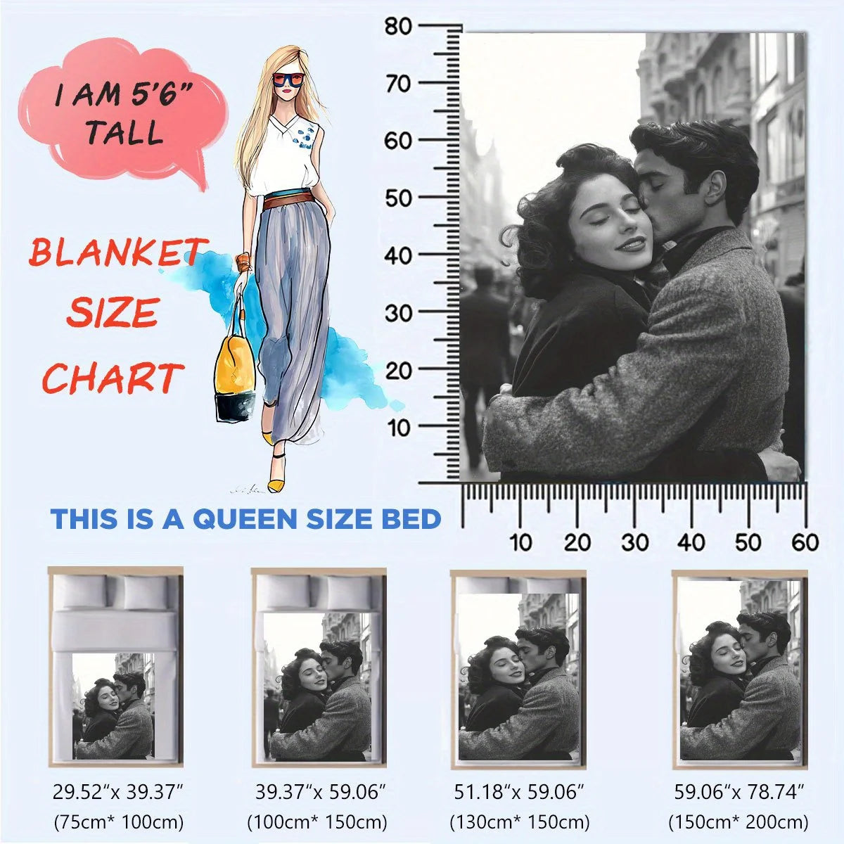 1 Piece of Custom DIY Personalized Photo Blanket for Your Loved One - Flannel Blanket with Personalized Photo, Soft and Warm, Suitable for Sofa, Bed, Office, Car, and Outdoor Travel - a Gift for Men and Women Suitable for All Seasons