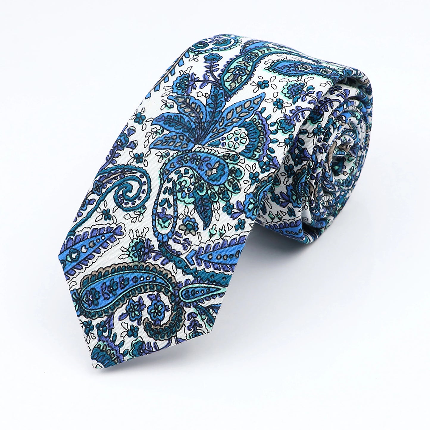 New Floral Elegant Tie For Men Women 100% Cotton Beautiful Flower Paisley Necktie Narrow Skinny Cravat Wedding Casual Corbatas