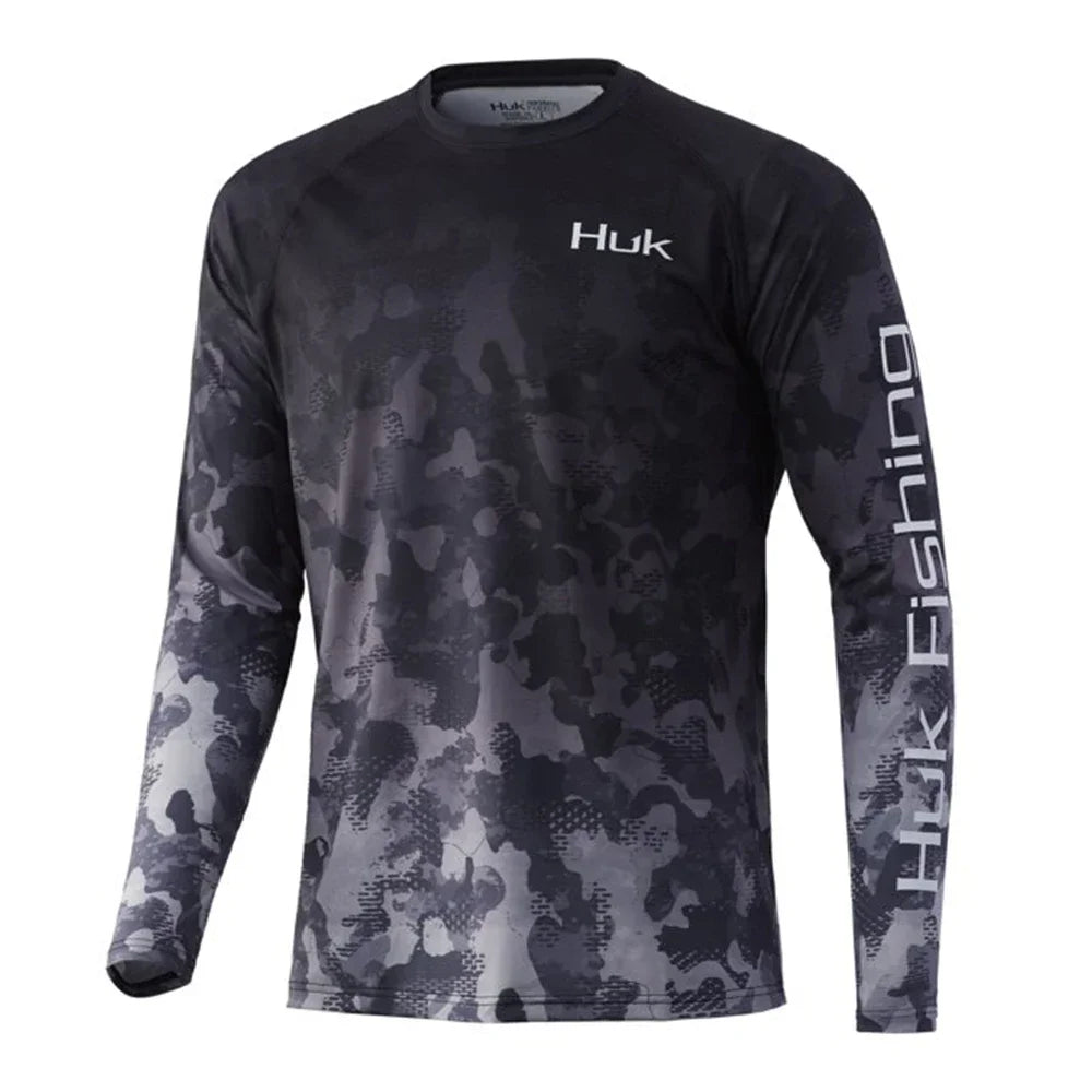 HUK Fishing Shirt Long Sleeve Uv Protection Man Outdoor Summer Fishing Clothing Performance Jersey Men's Fishing Apparel UPF 50+