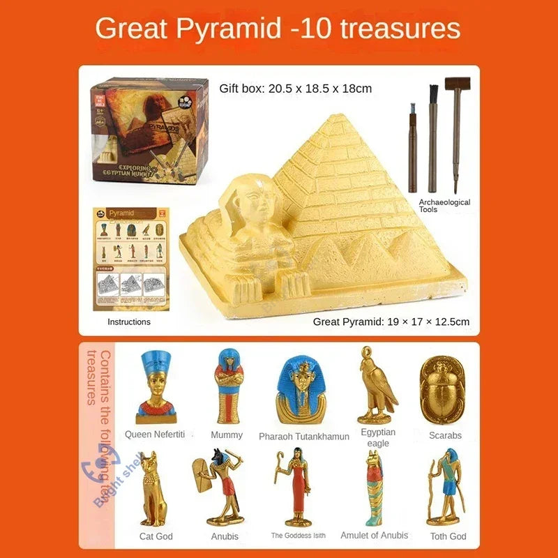 Pyramid Kids Toy Dinosaur Volcano DIY Fossil Archaeology Excavation Kit Skeletons Dig Stem Science Educational Toys for Children