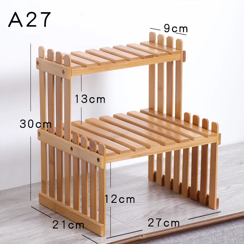 Made of Bamboo Flower Stand Potted Plant Shelf Flower Display Stand Bamboo Wood Storage Rack Garden Organizer