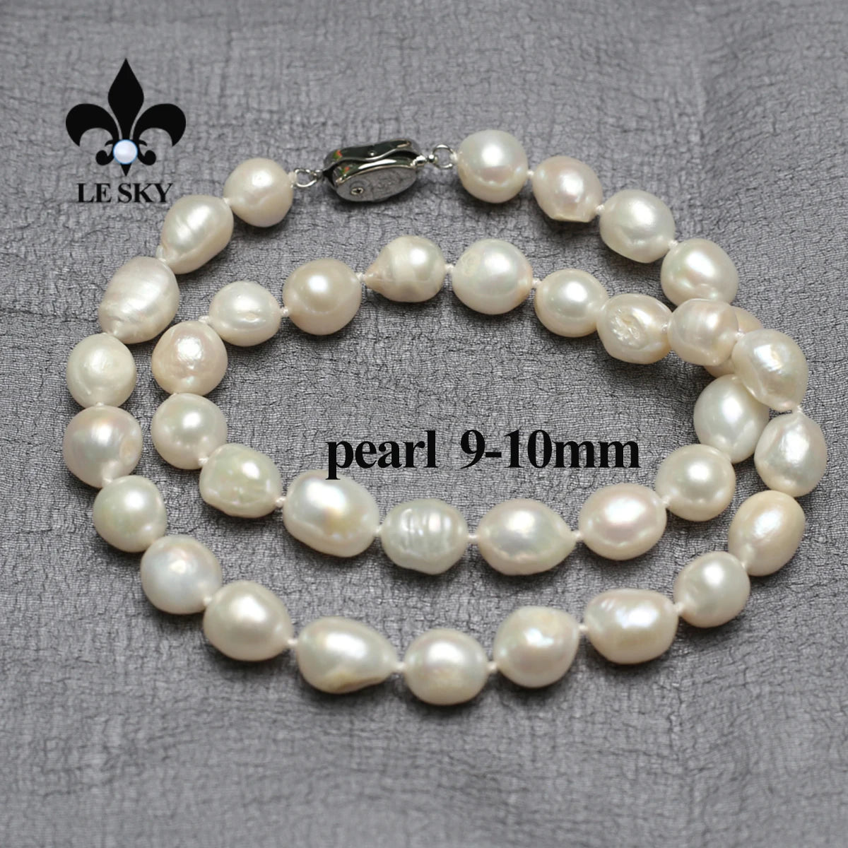 LE SKY Natural Freshwater Pearl Set Potato Shape Elasticity Pearl Bead Bracalet Necklace Earrings Wedding Party Accessories 8-9