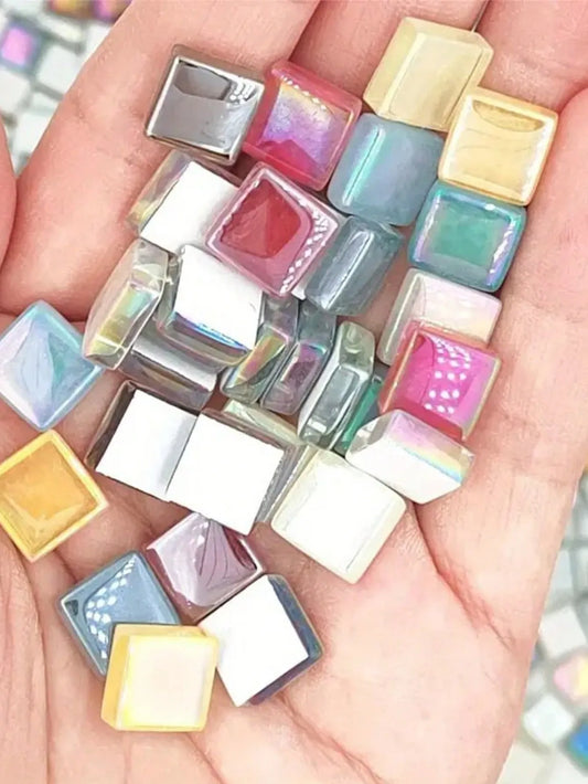 100pcs Rainbow Glass Mosaic Tiles for DIY Crafts and Handmade Projects, Crystal Creative Materials Art Stone