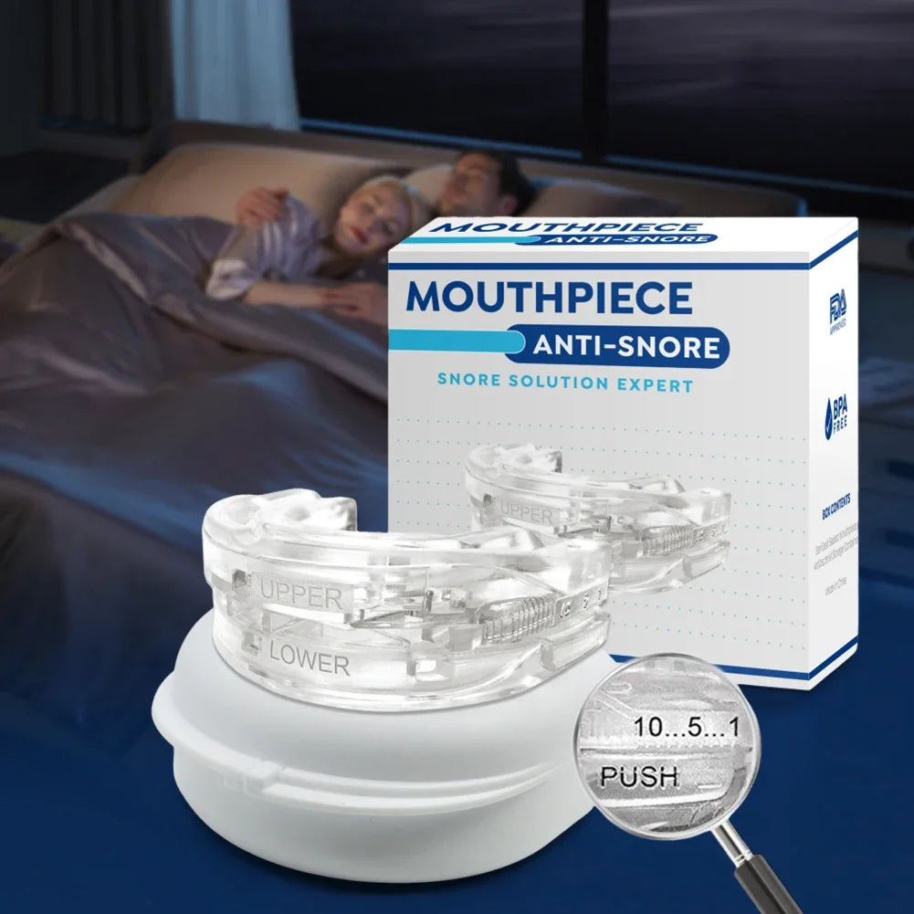 Reusable Anti Snore Mouth Guard with Storage Box Anti Snoring Bruxism Mouth Guard Improve Sleeping Reduction Snoring Device