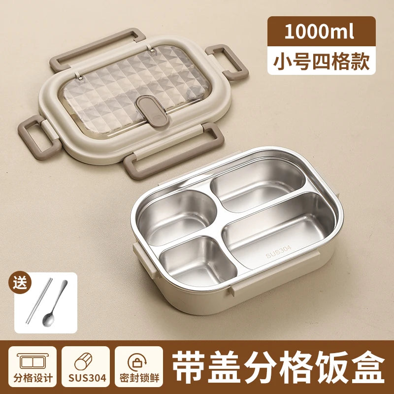 304 Stainless Steel Insulated Lunch Box Office Workers Sealed Portable Lunch Box with Bag Students Kids Commercial Bento Box Set