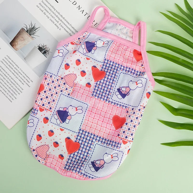Dogs Cute Fruit Print Summer Puppy Cat T-shirt Ultra Thin Dog Cooling Vest Breathable Clothes Pet Clothes For Small 강아지