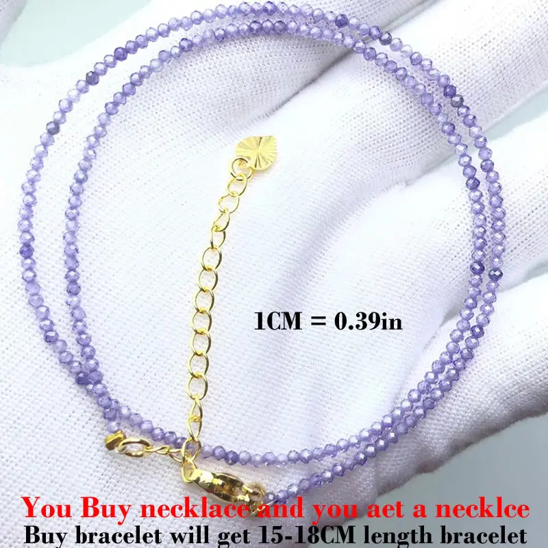 HOT Natural Stone 2mm Faceted Beads Necklace Crystal quartz Garnet agate Beaded Chains Fashion Simple Men Women Jewelry Gifts