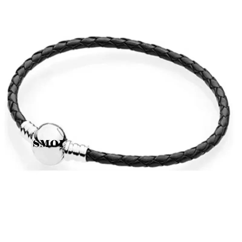Somi lia- Genuine Ladies Classic Red Natural cowhide Bracelet For Women S925 Fit European Style Charm And Bead,Fashion Jewelry,