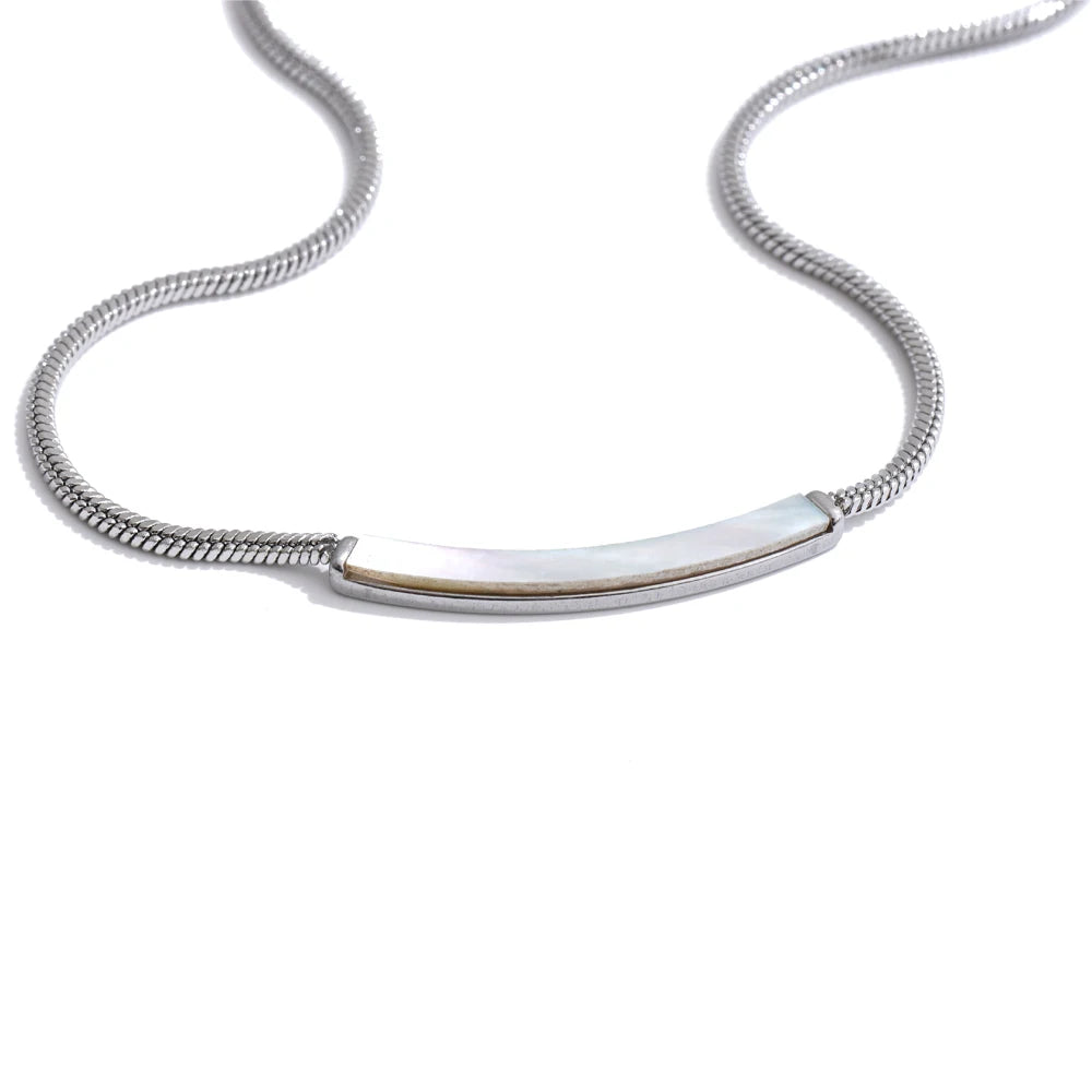 Yhpup Stainless Steel Natural Shell Chain Necklace Gold Silver Color Stain Less Metal Modern Jewellery Waterproof Daily Gift