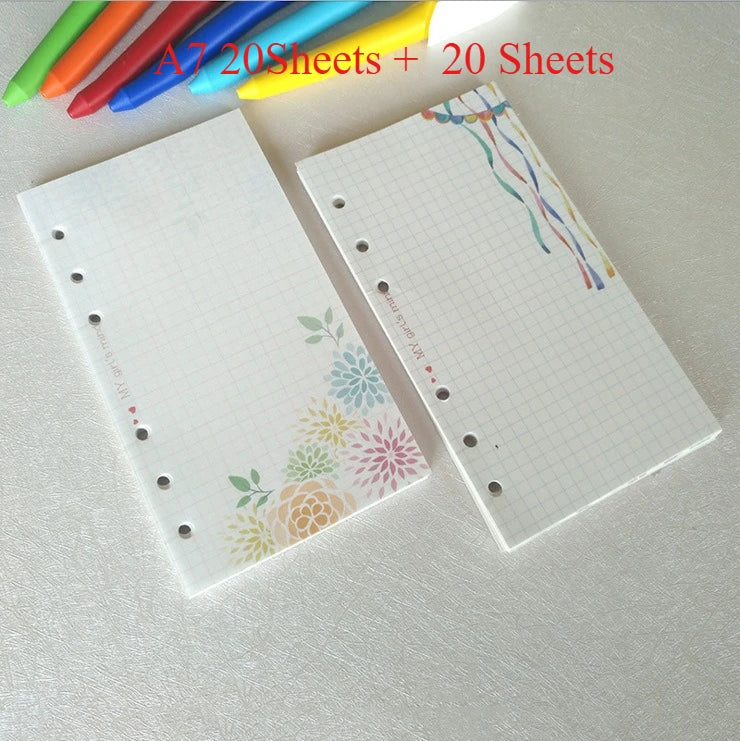 A5 A6 A7 40Sheets Loose Leaf Notebook Refill Spiral Binder Inner Page  Inside Paper Stationery
