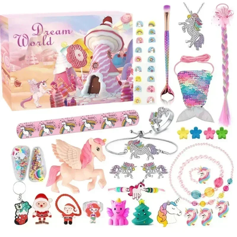 2026 Christmas Advent Calendar Gift Box for Girl Kids DIY Jewelry Hairpin Ornament 24Days Calendar New Year Christmas Gifts