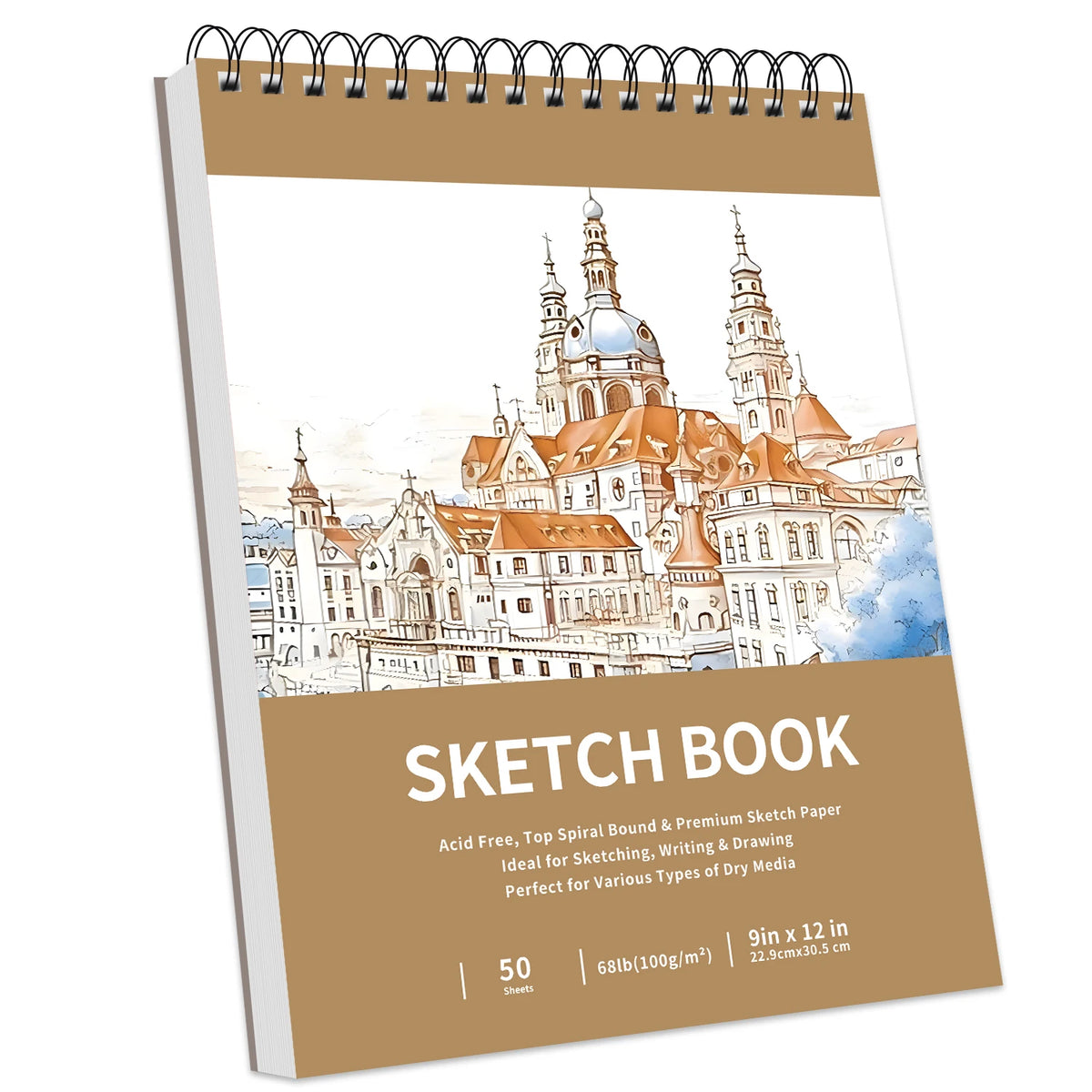 9" x 12" Sketch Book, Top Spiral Sketchbook, 68lb/100gsm Drawing Paper Pad & Sketch Paper, 1-Pack Sketch Pads for Drawing etc