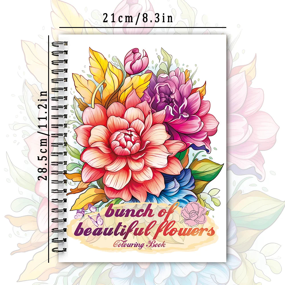 Women's Spiral Colouring Book - 30 Sheet Adult Colouring Book, 11.2x 8.3inch, 100gsm Thick Paper, Drawing Book, Gift of Recovery