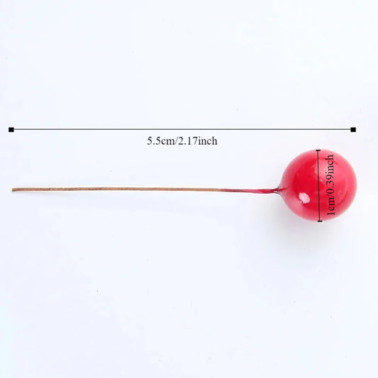 100Pcs Mini Artificial Berries Foam Christmas Decoration Stamens Cherry Fruit DIY Floral Ornament Xmas Wreaths