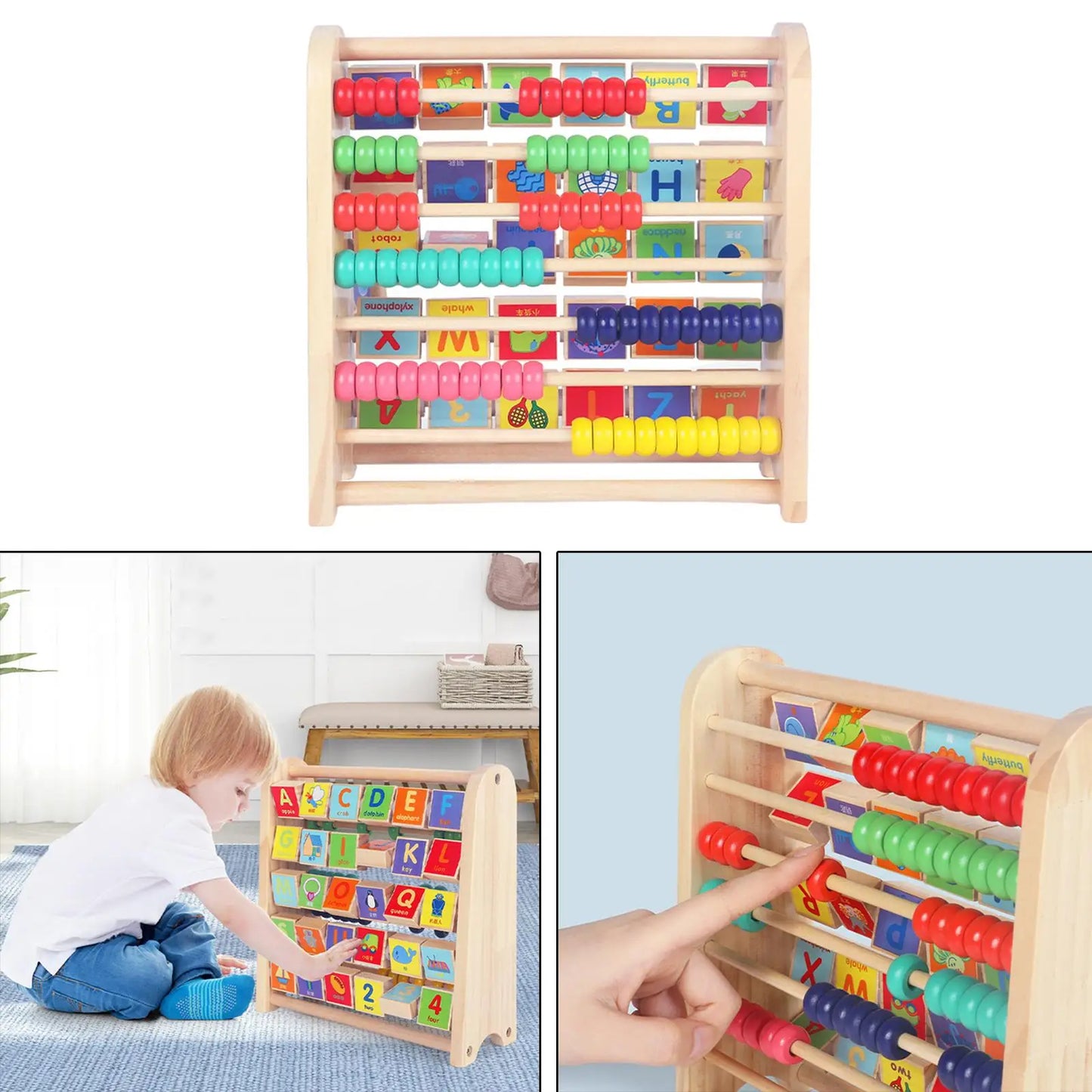 Wooden Abacus Activity Blocks Educational Learning Abacus Toy Small Educational Toy for Kindergarten Preschool Children