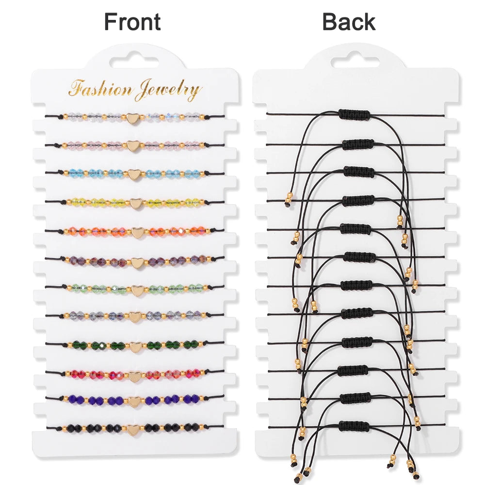 Wholesale 12pcs/set Bohemia Bracelet Set Colorful Natural Stone Crystal Seed Beads Evil Eye Braided Bracelets For Women Men