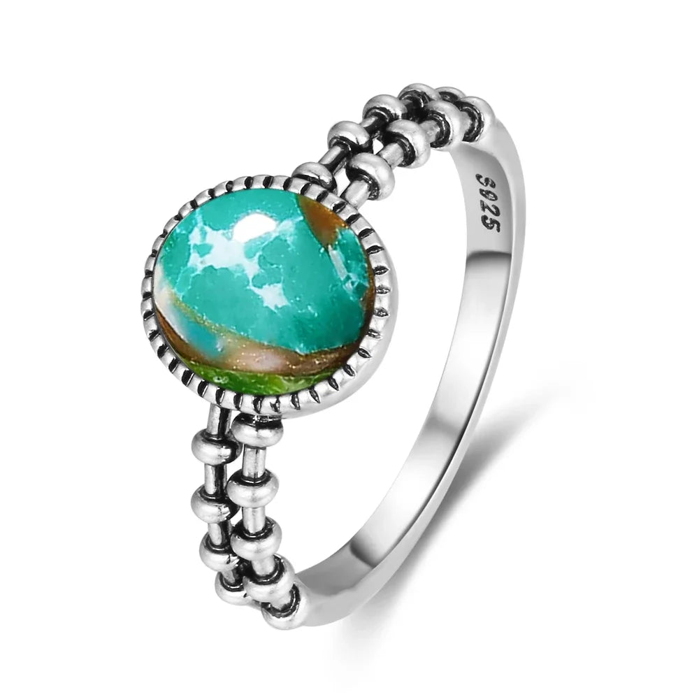 Vintage S925 Sterling Silver Ring with Oval Natural Emperor's Stone Flower Shape Hollow out Ring Fine Jewelry for Women
