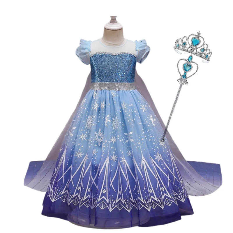 Anna Elsa Princess Girls Dress Up Winter Snow Queen Costume Carnival Party Halloween Kids Carnival Birthday Party Clothes